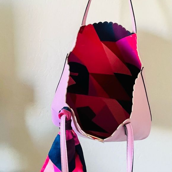 Trina Turk Bags | Color Pop Pink scalloped rim Trina  by Trina Turk large tote💗 - Picture 6 of 13